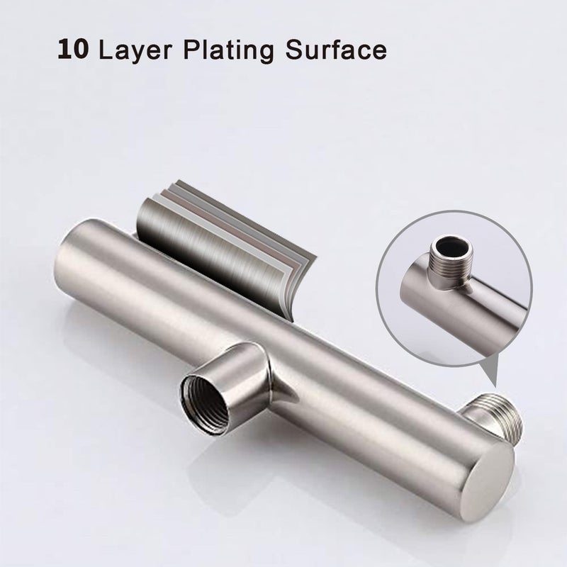 AZOS Double Outlet Shower Manifold Brushed Nickel, Suitable for Dual Sprayer Showering System, Can Connect Two Showerheads - Double Enjoyment - Image 3